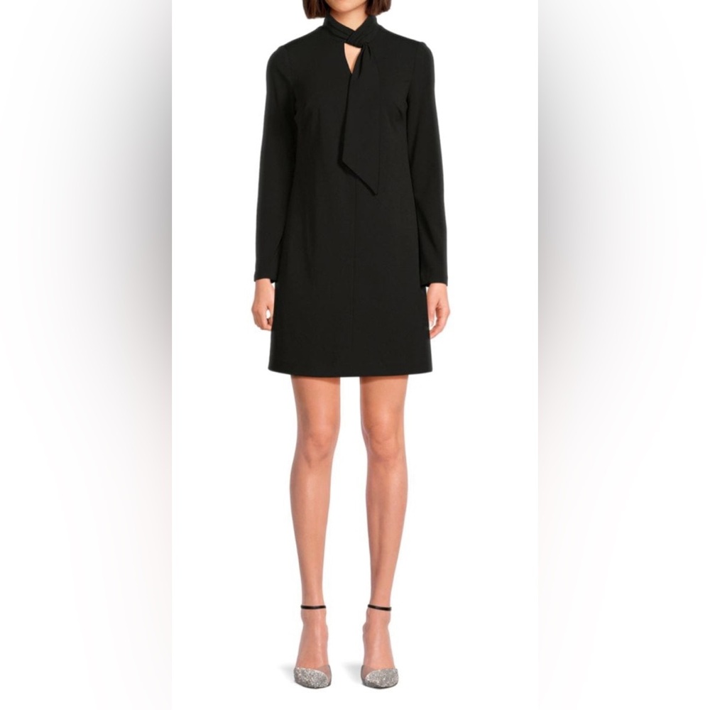 Calvin Klein Black L/S Keyhole Sheath Minidress New w/tags Polyester/Spandex